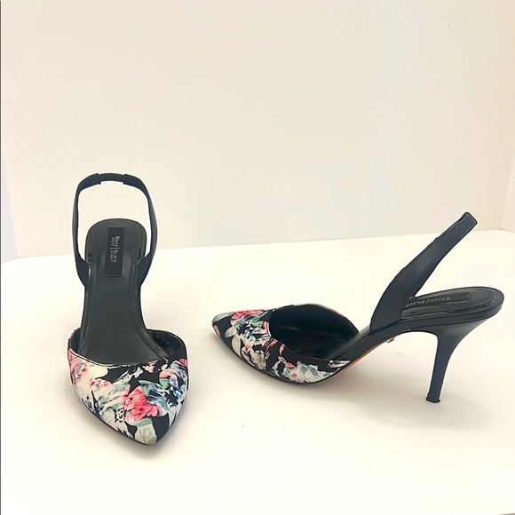 White House Black Marget Elegant Floral Slingback Heels Size 8 - Picture 1 of 10